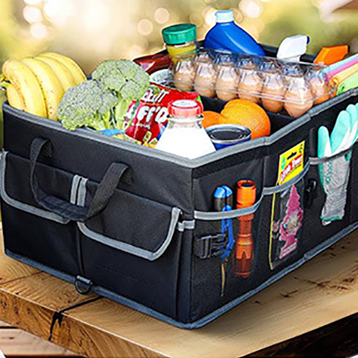 Collapsible Car Trunk Organizer W/ Multiple Compartments 6