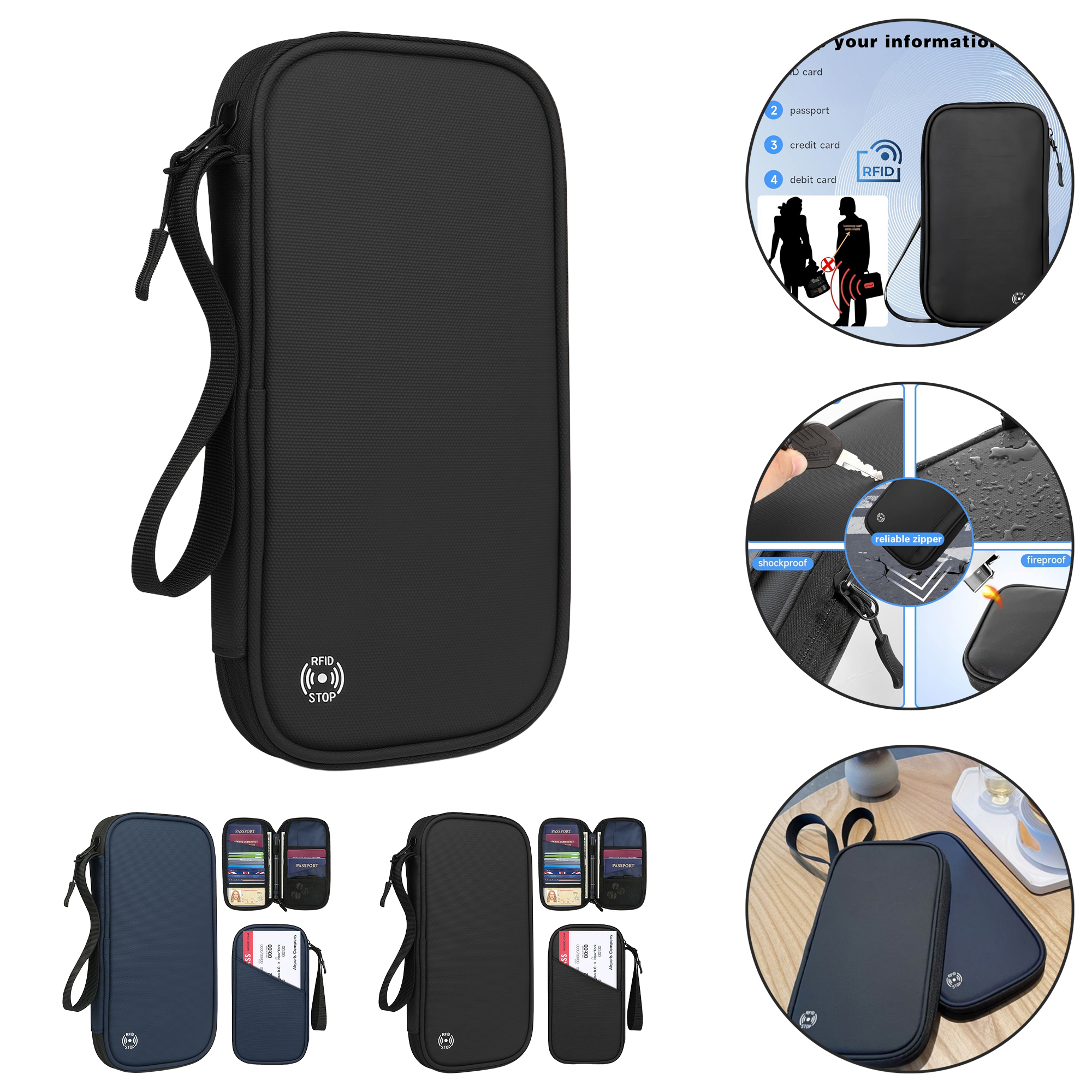 RFID Blocking Passport Holder - Waterproof Travel Wallet with Multi Compartments 2