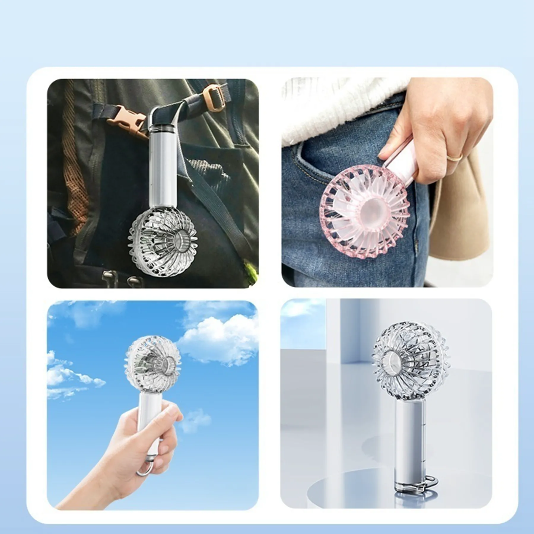 1200 mAh Clear Rechargeable Y53 Mini Hand Held Cooler Fan 6