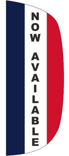 "NOW AVAILABLE" 3' x 8' Message Flutter Flag 1