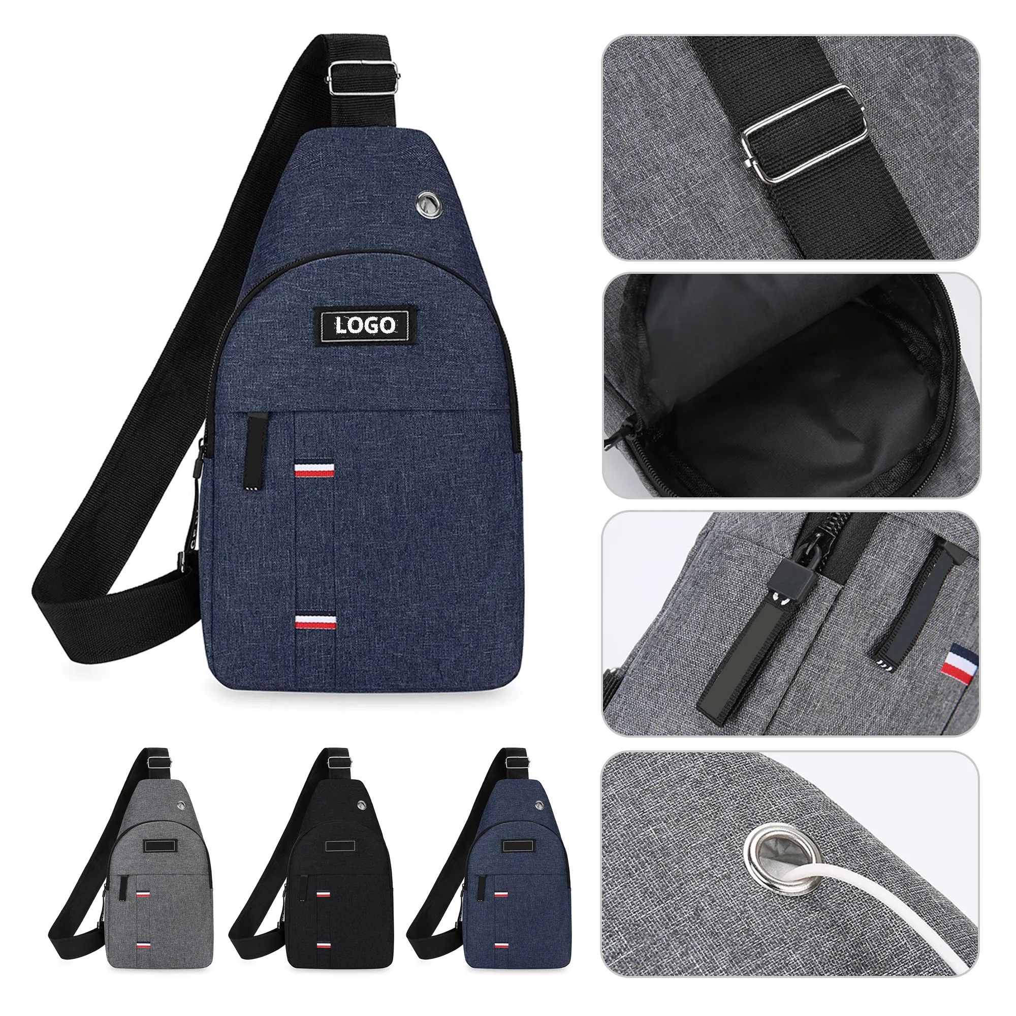 USB Charging Canvas Chest Bag 3