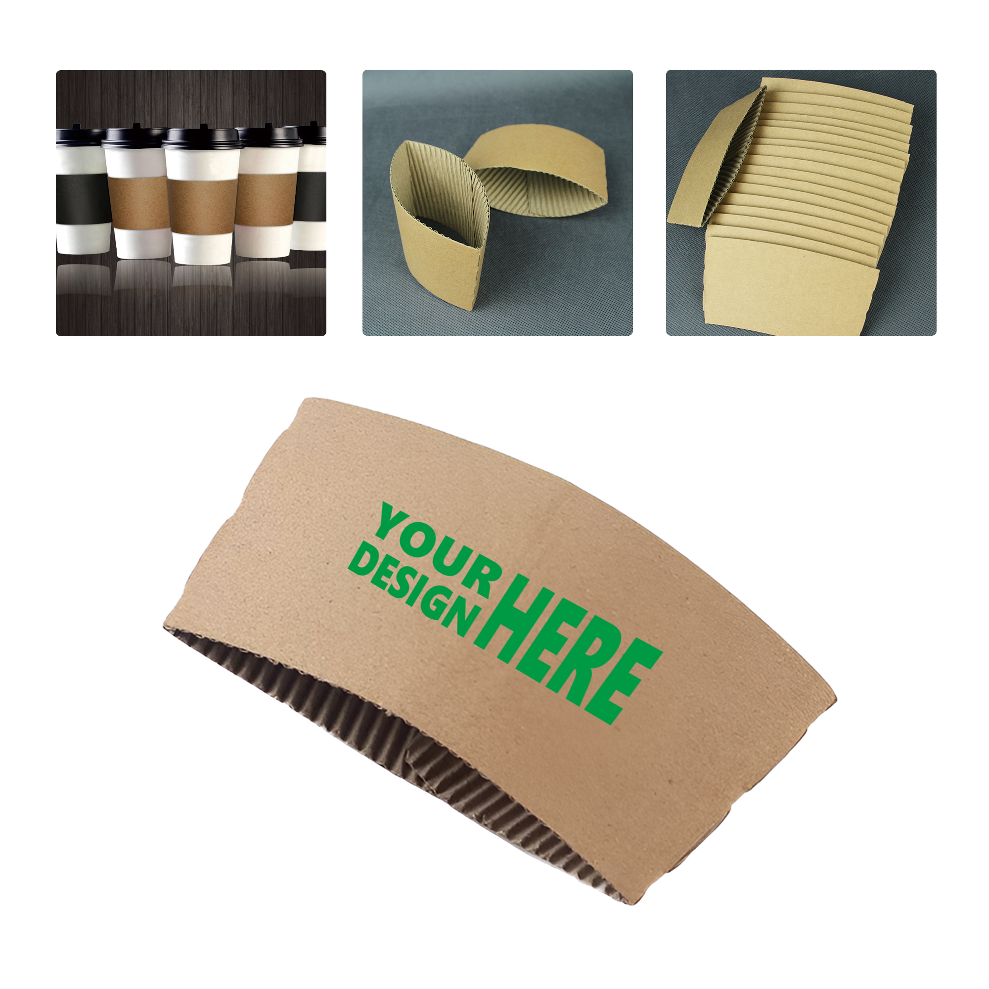 MOQ50 Custom Kraft Paper Coffee Cup Sleeve for Insulation 2