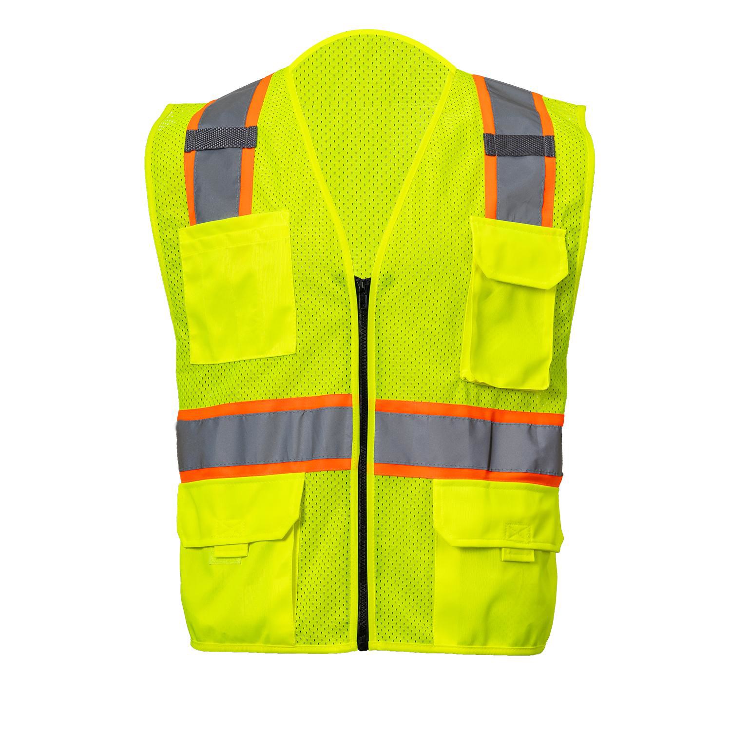 3.8 Oz. Polyester Class 2 Reflective Safety Vest With 4 Pockets & Dual Mic Tabs 4