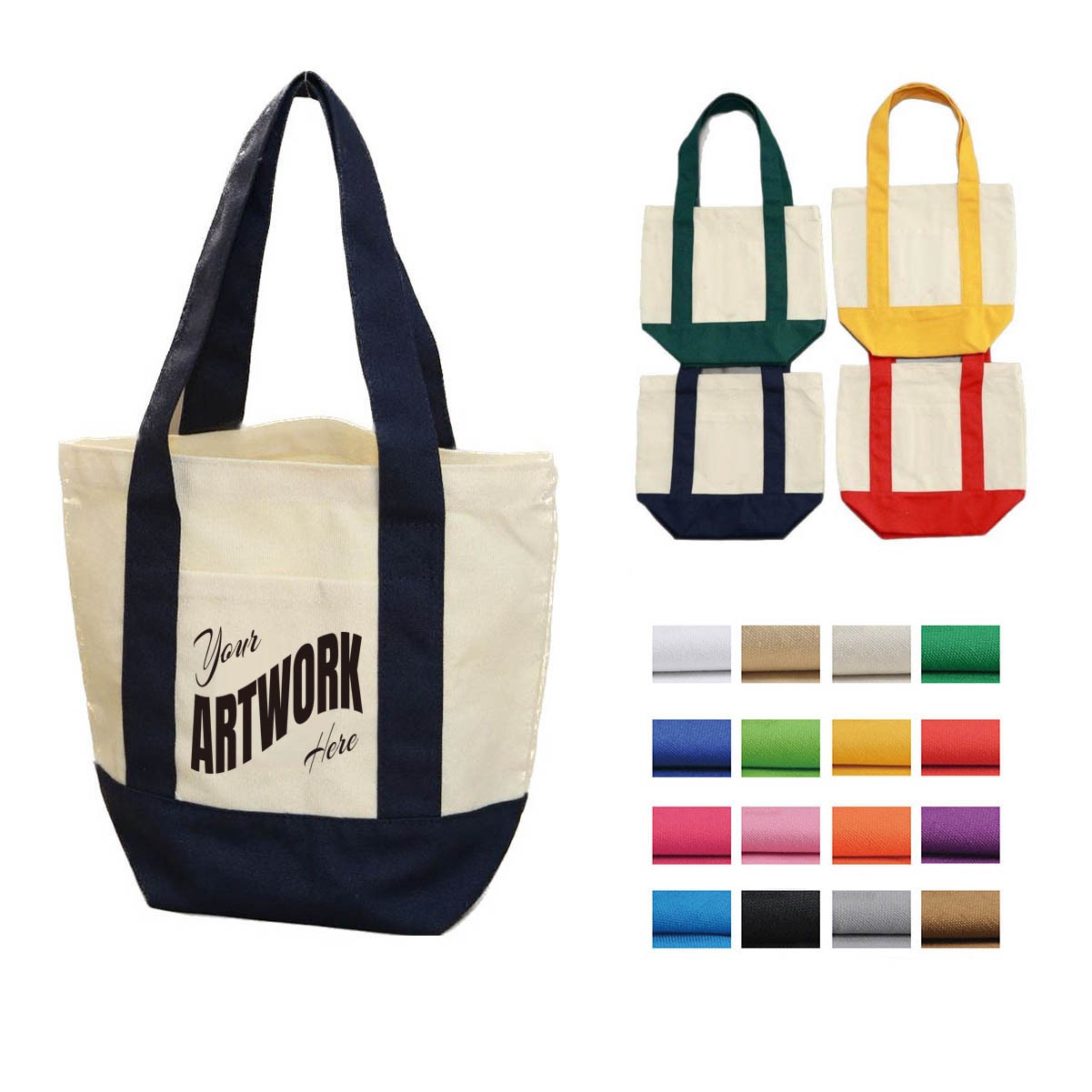 Small Cotton Canvas Boat Tote W/ Pocket 4
