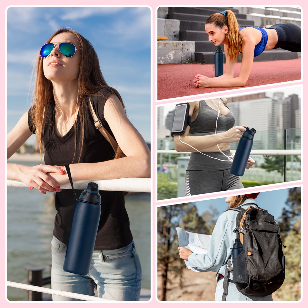 34oz. S/S insulated sports water bottle with spout lid 10