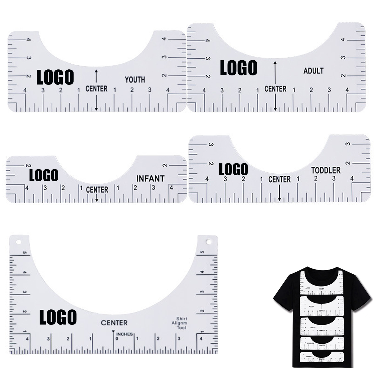 5 Pcs of PVC T Shirt Rulers 2