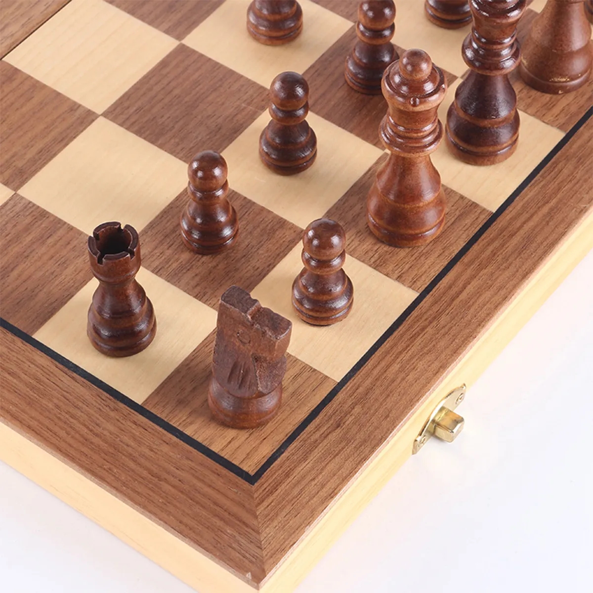 High Quality Wooden Magnetic Foldable Chess Set Game Board 4