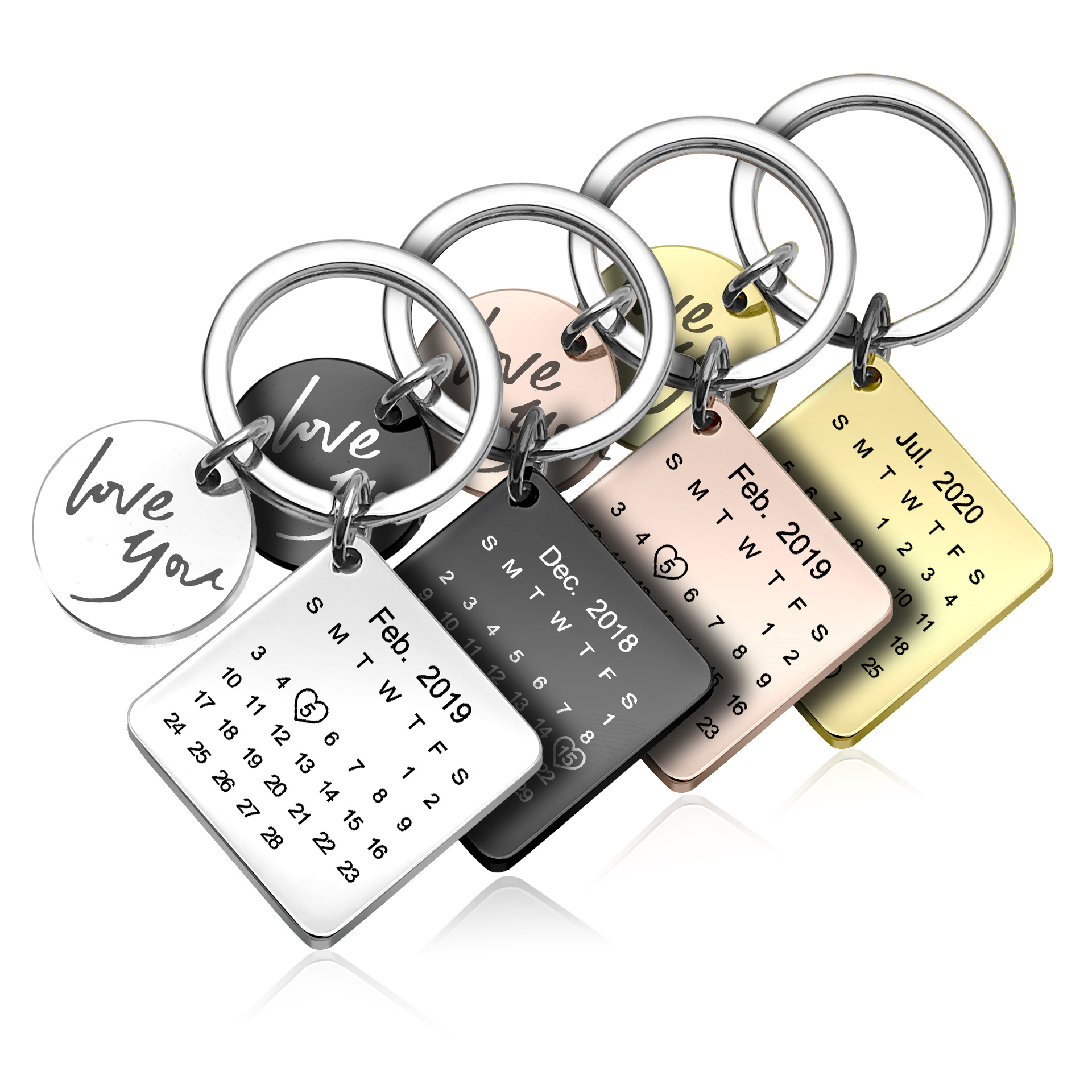 Couple anniversary stainless steel keychain