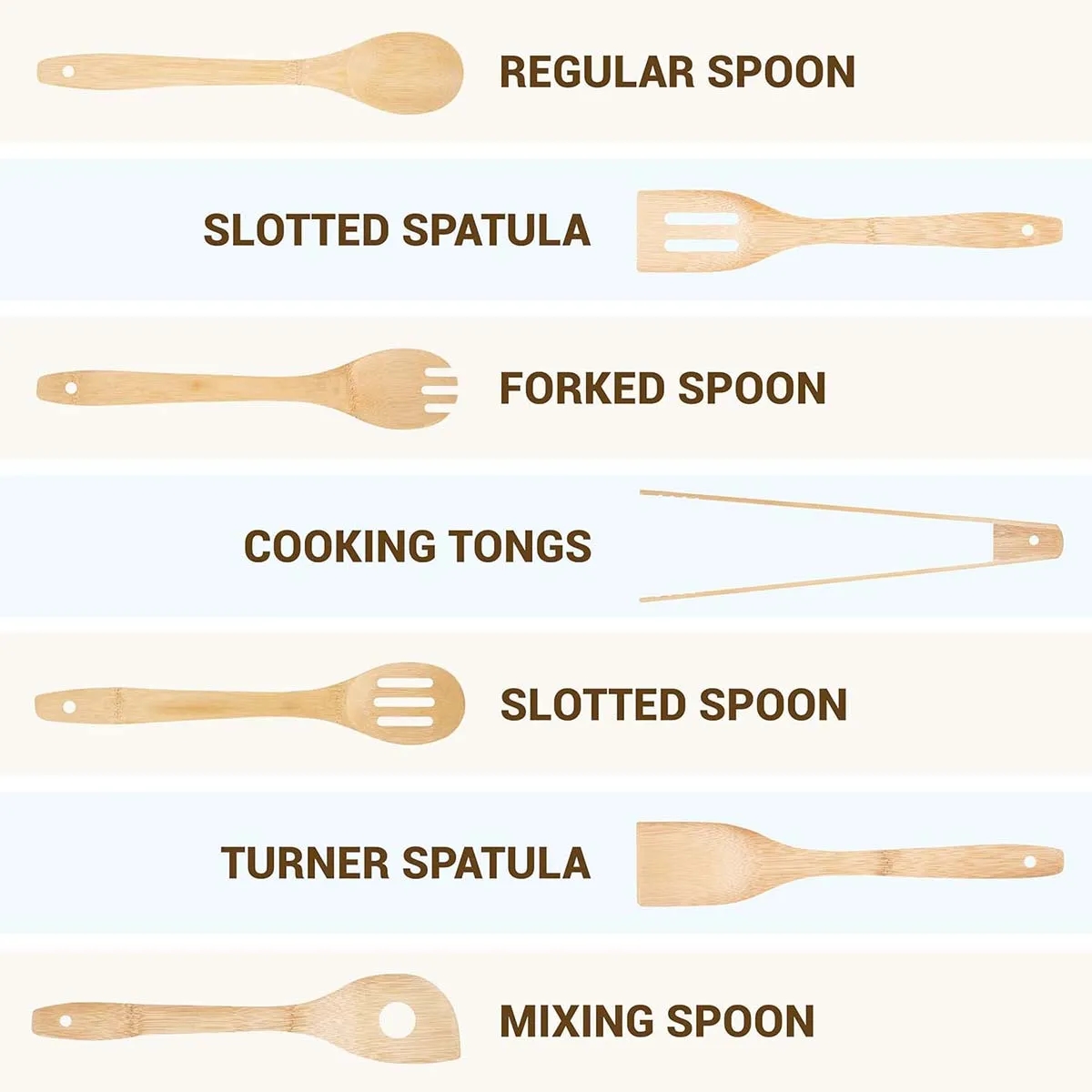 Natural Durable Bamboo Kitchen Utensil Set for Cooking 2