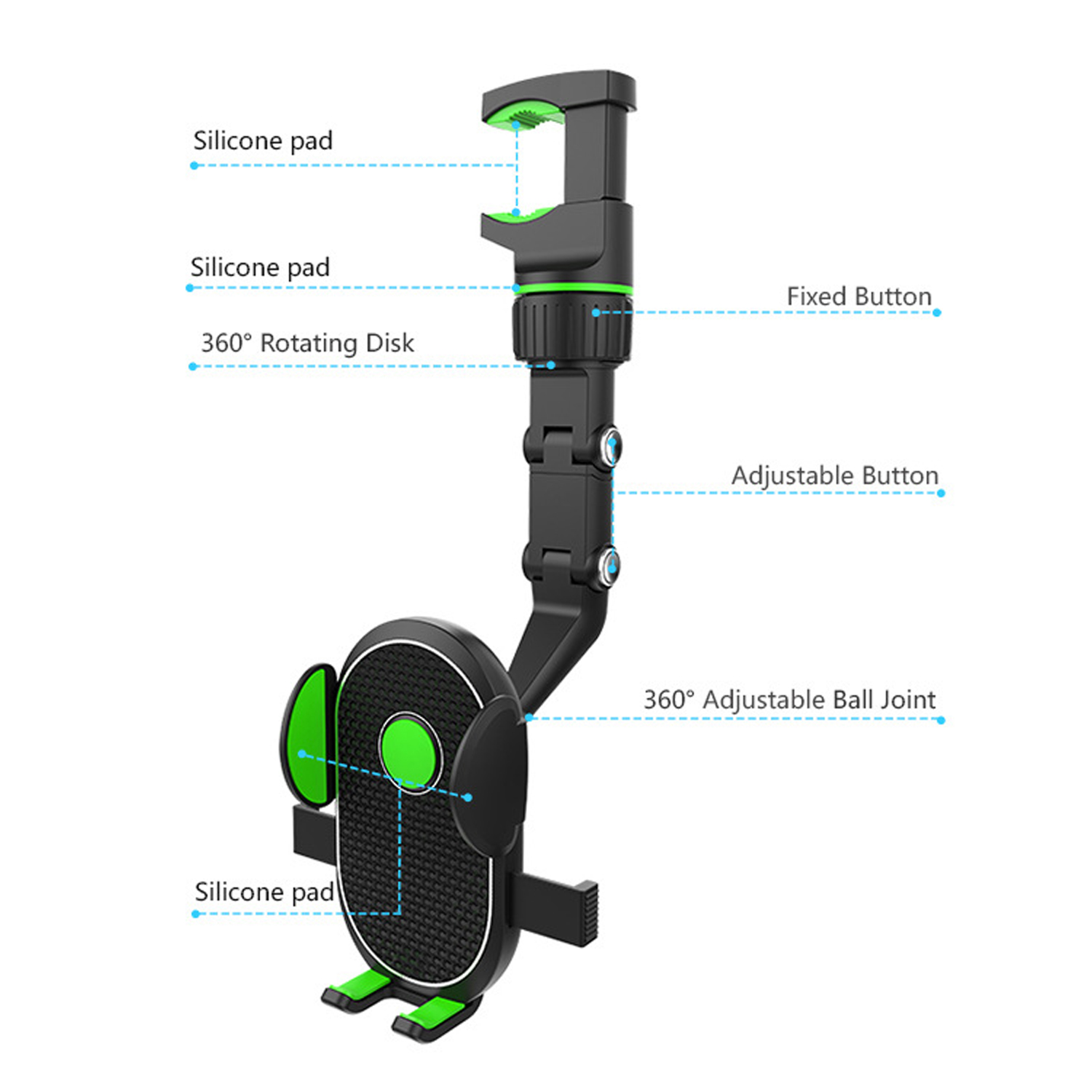Adjustable Rearview Mirror Car Phone Mount 7