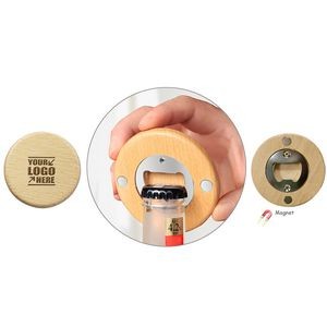 Stylish Round Wooden Bottle Opener With Magnet 3