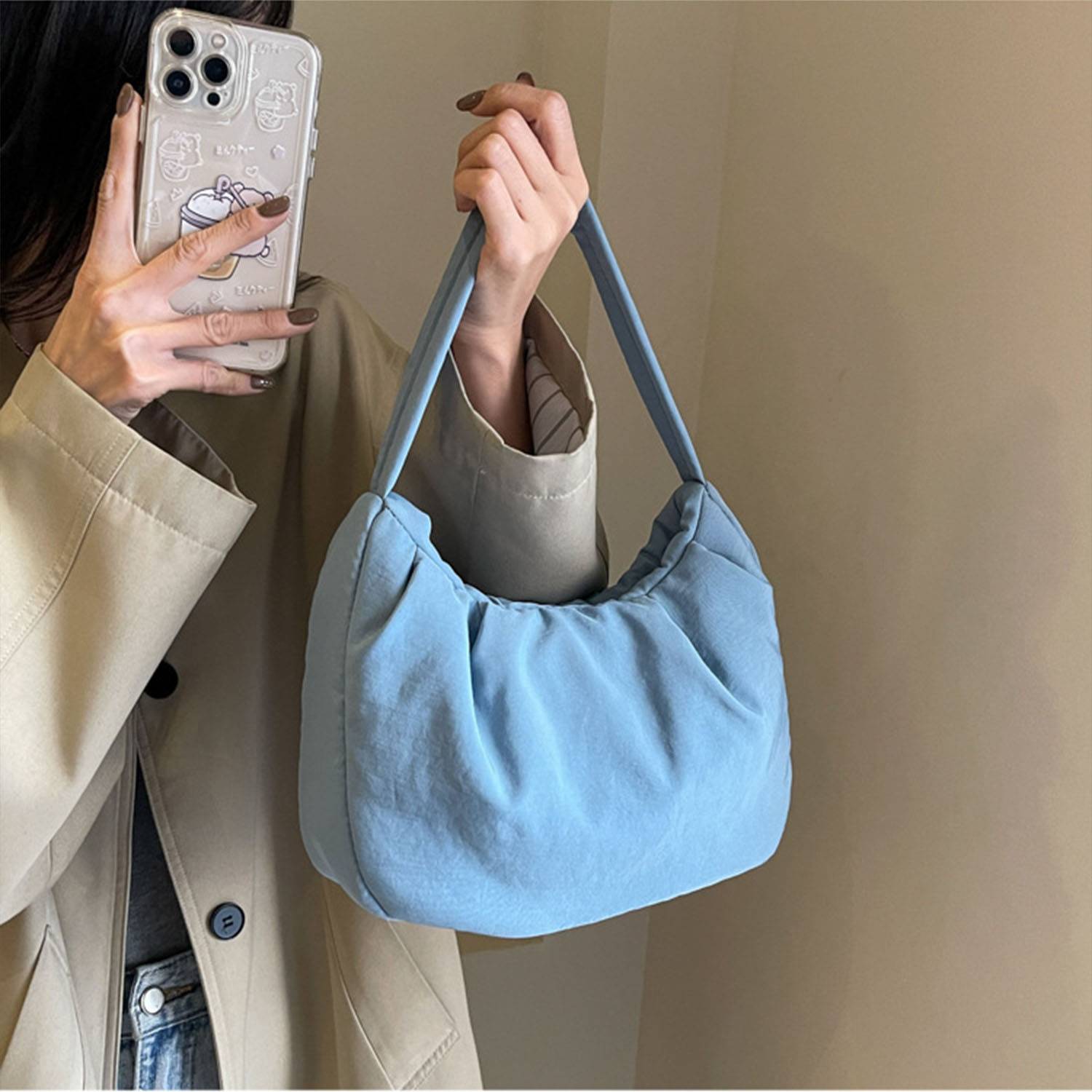 Nylon Wrinkle Candy Underarm Tote Bag 5