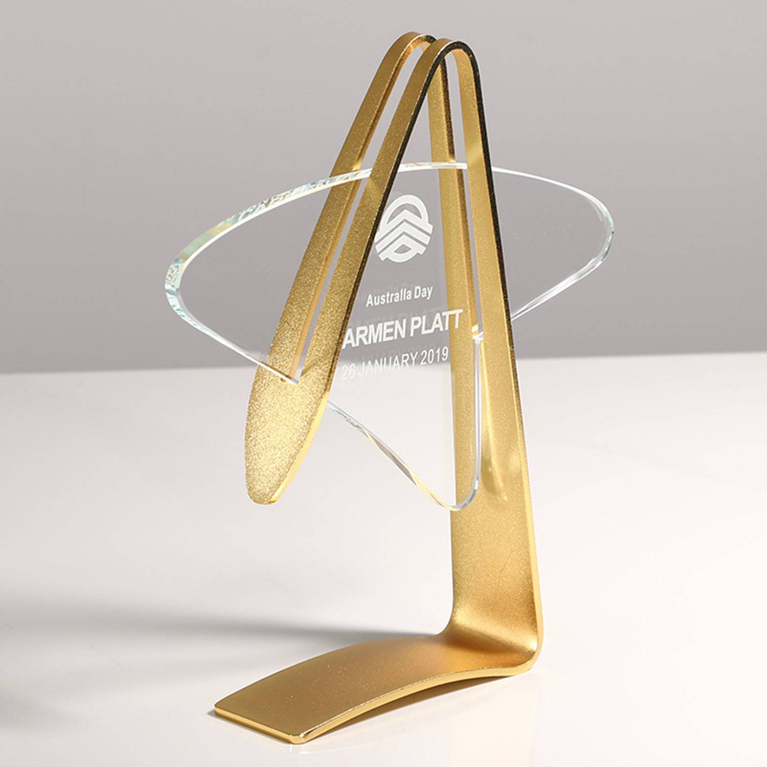Metal crystal trophy 5