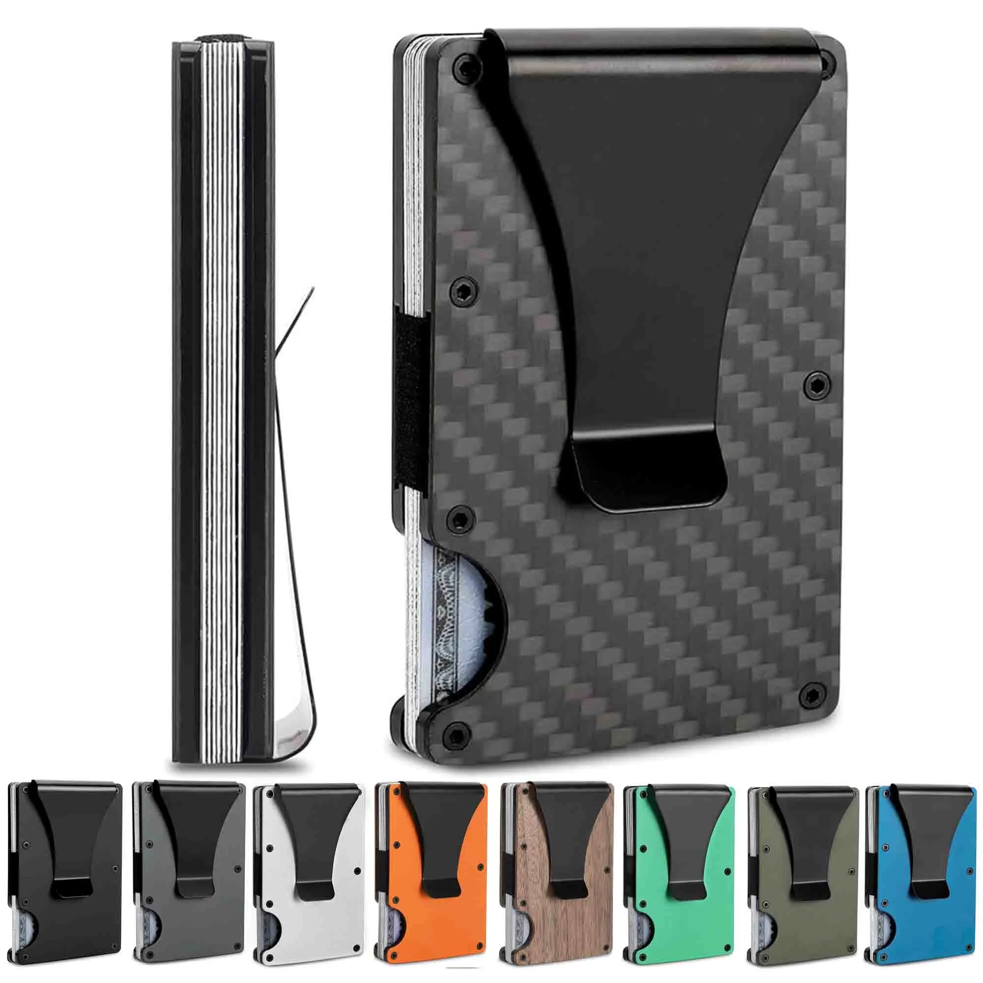Minimalist Carbon Fiber RFID Blocking Aluminum Metal Wallet