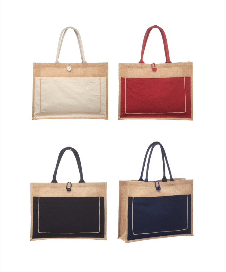 Union Printed - Cotton Pocket Jute Tote Bags, custom tote bag with logo imprint 5