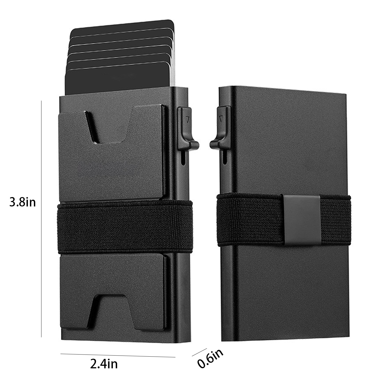 RFID Blocking Pop Up Aluminum Card Holder w/ Elastic Strap 4