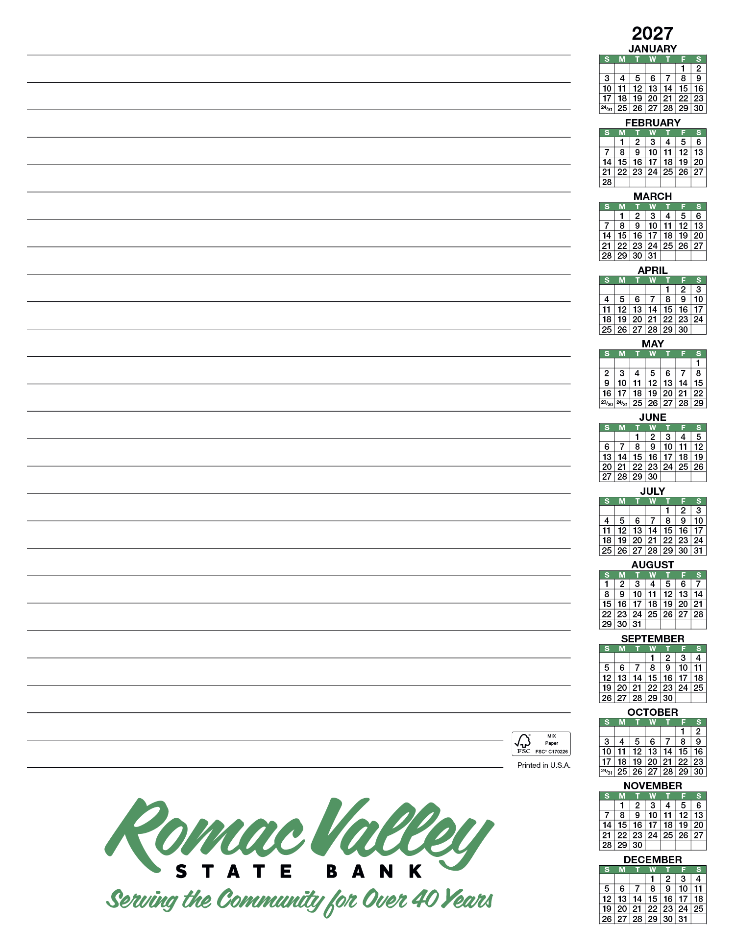 Skinner & Kennedy® Scratch Pad Calendar 23