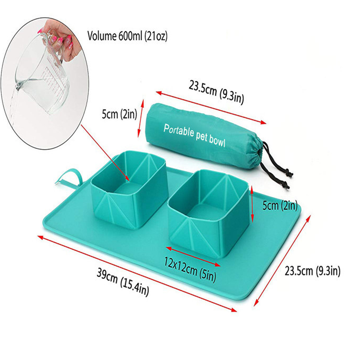 Collapsible Silicone Pet Bowls with Mat 3