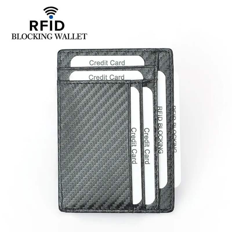 RFID Blocking Leather Wallet Zipper Credit Card Holder 6