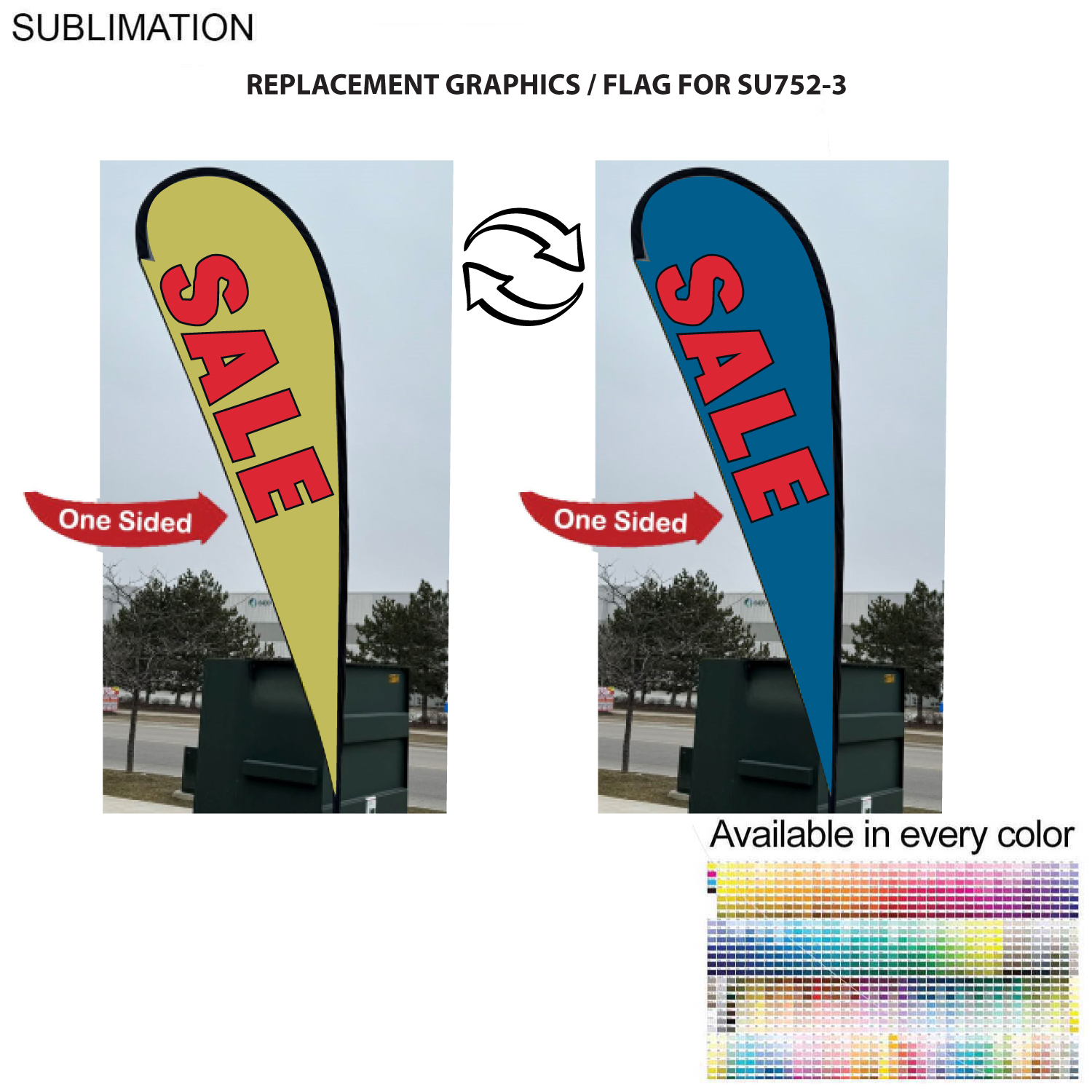 Replacement Flag for 13.5' Large Tear Drop Flag Kit, Full Color Graphics One Side 2