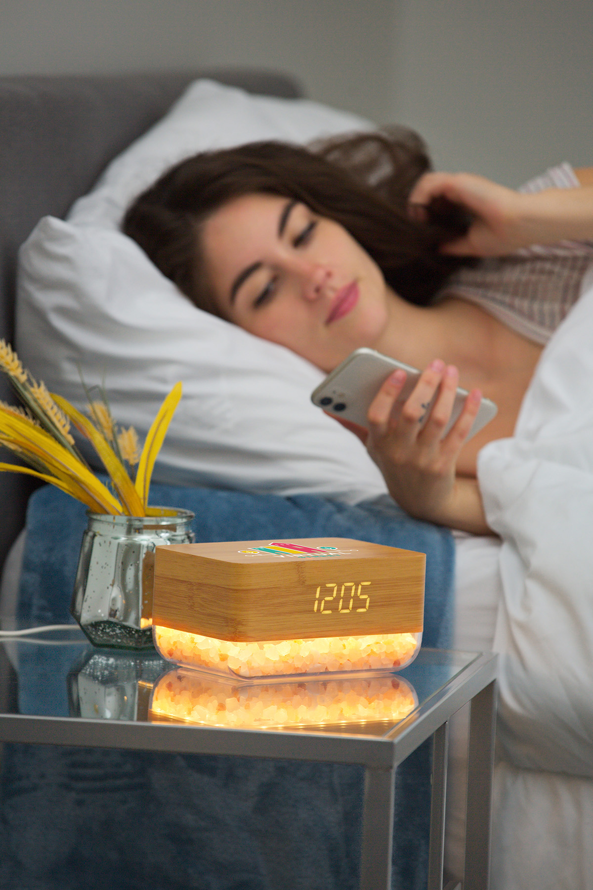 Sunrise Alarm Clock with Himalayan Salt Lamp + Wireless Charger 4