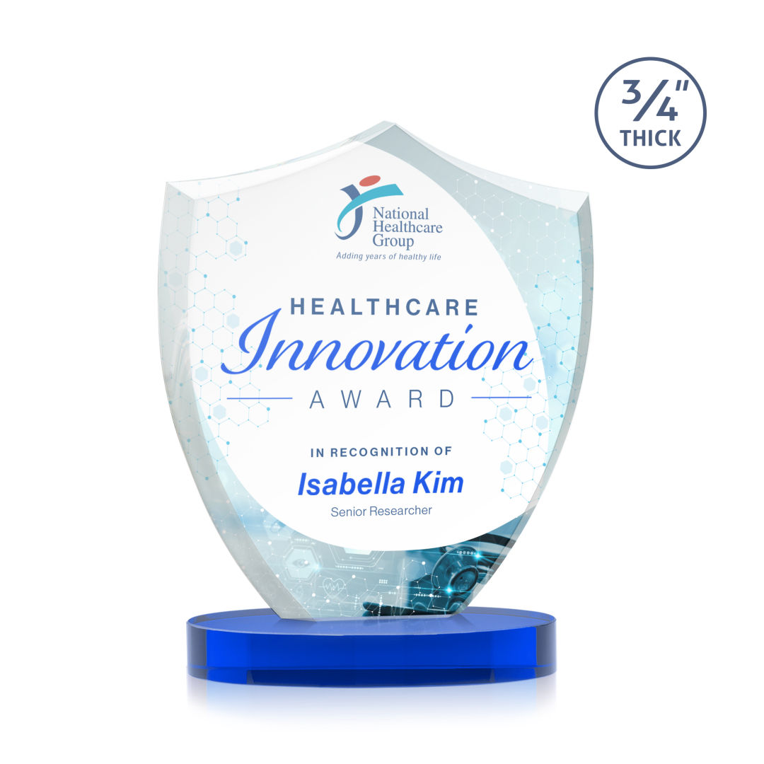 Scudo Shield VividPrint™ Award on Alberton Base - Blue 8