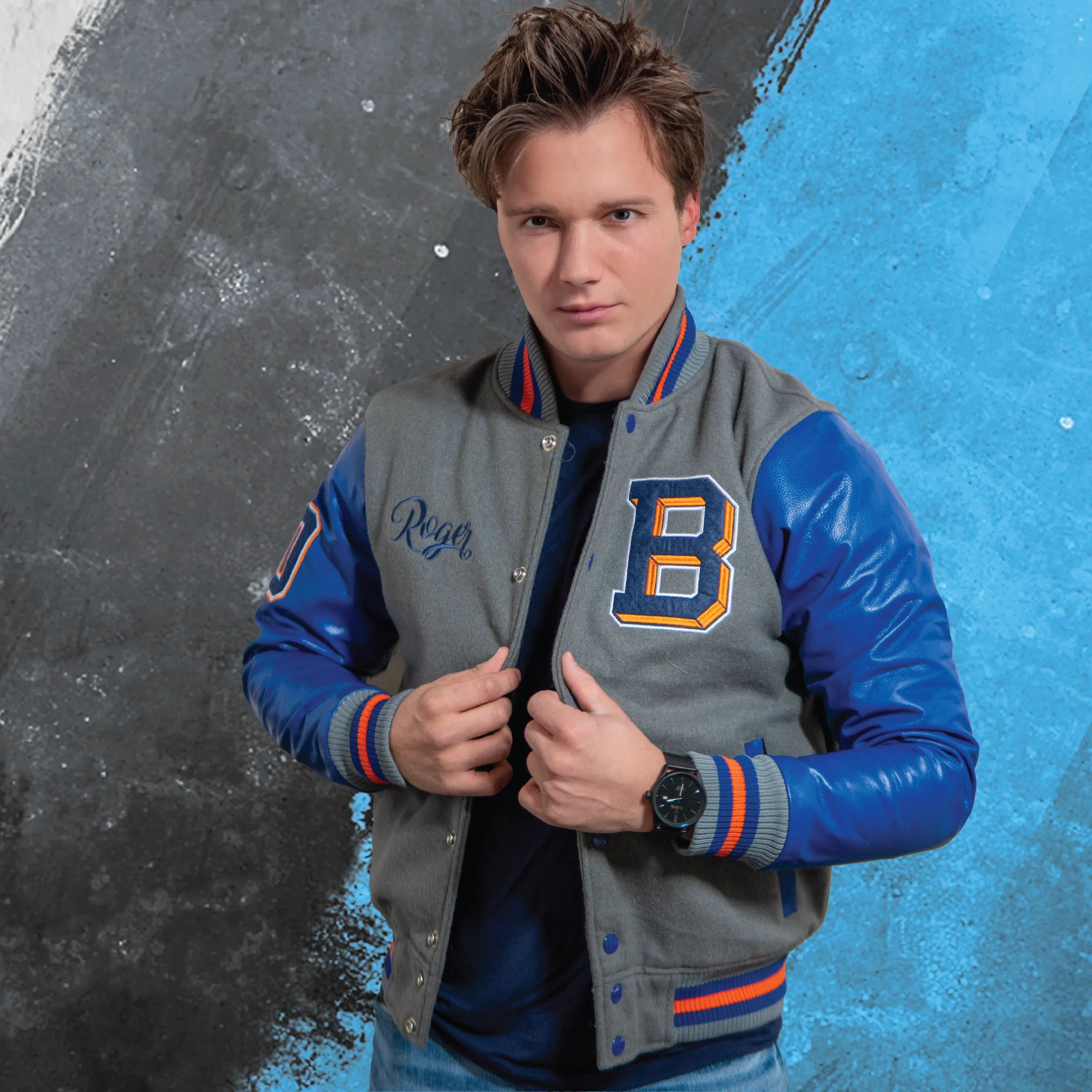 Vegan Leather and Wool Varsity Letterman Jacket 9