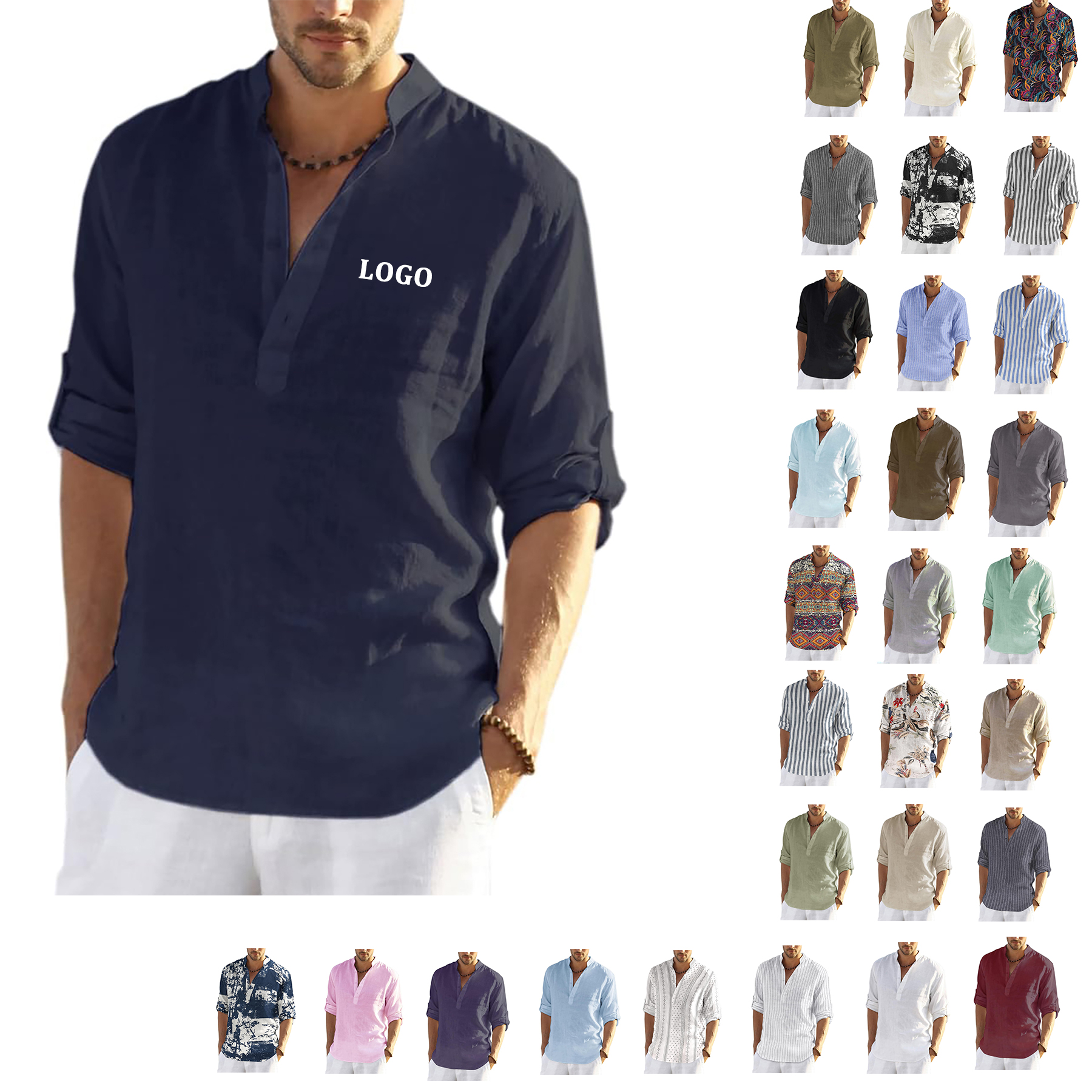Casual Henley Collar Shirt 7