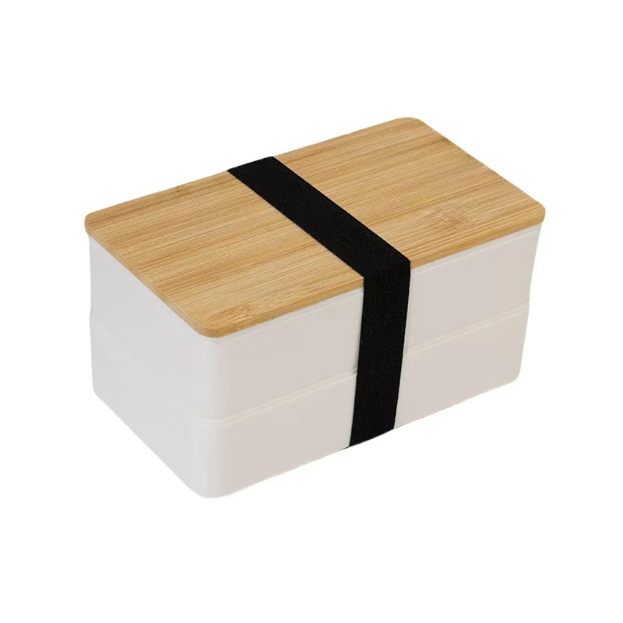 Wheat Straw Double-Layer Bento Box With Bamboo Lid 3