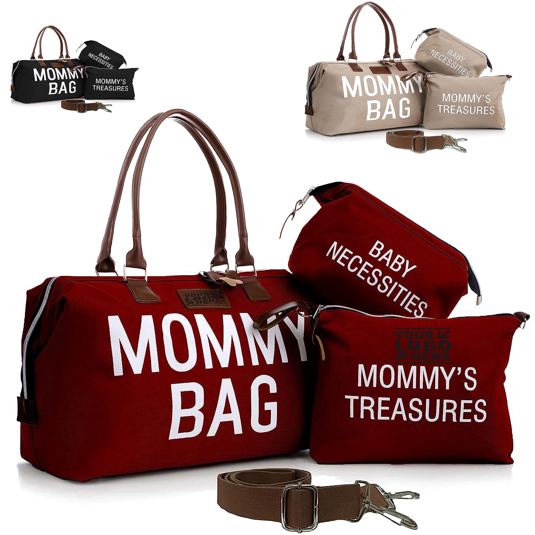 Diaper Bag Tote with 2 Organizers, custom tote bag with logo imprint 3