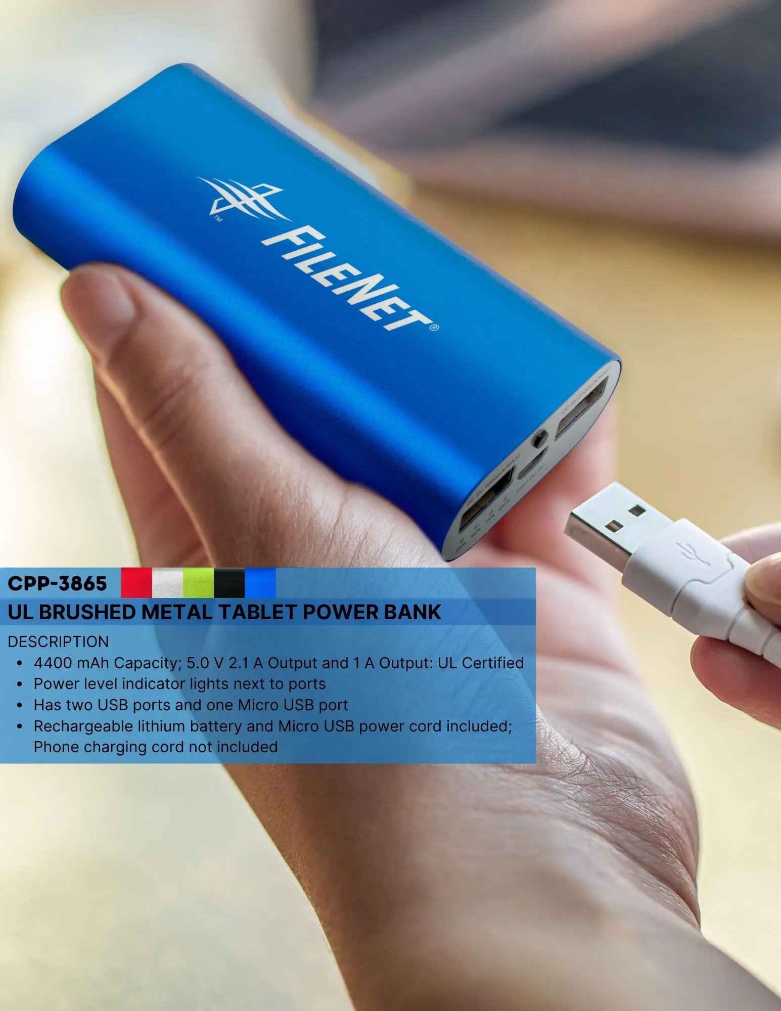UL Brushed Metal Tablet Power Bank 2