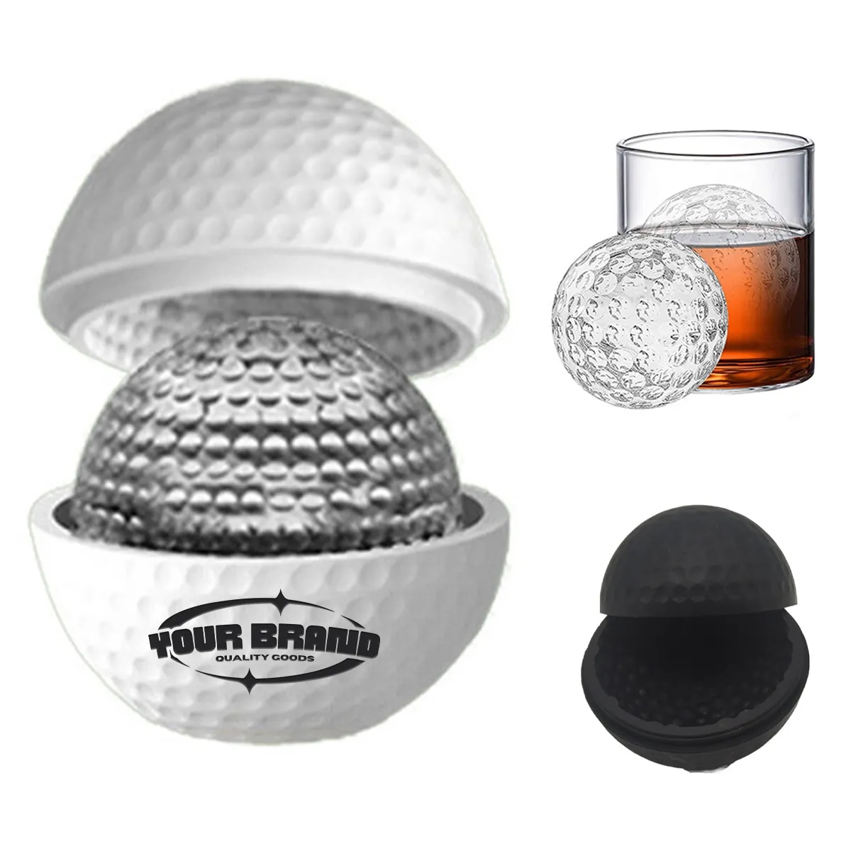 Flexible Silicone Tray Golf Ball Whiskey Ice Mold 1