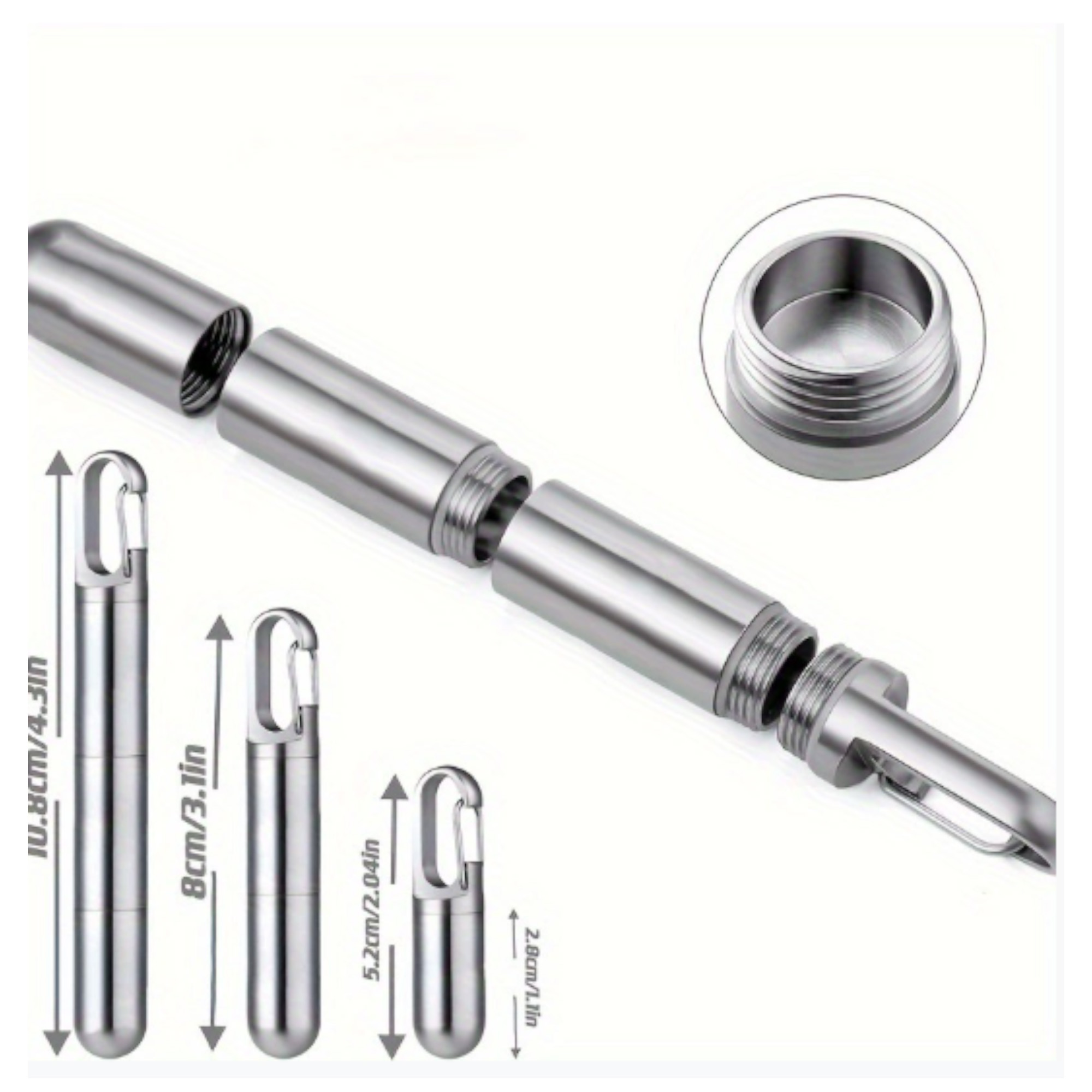 Stainless Steel Pill Case Keychain 5