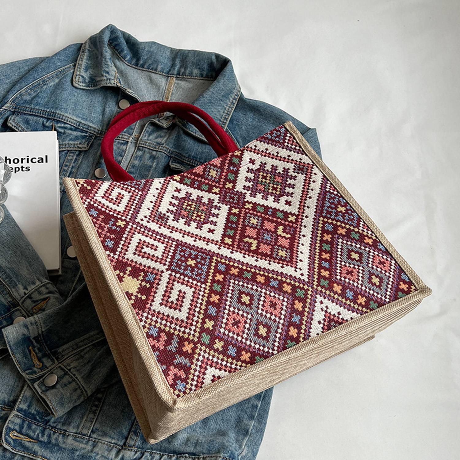 Canvas Ethnic Style Handbag Tote Bag 3