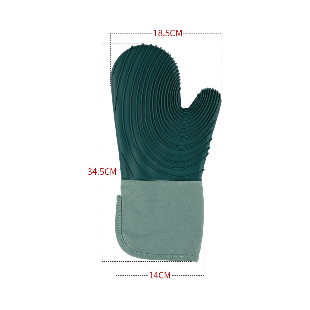 Thick Cotton Non-Slip Waterproof Silicone Insulation Oven Gloves 4