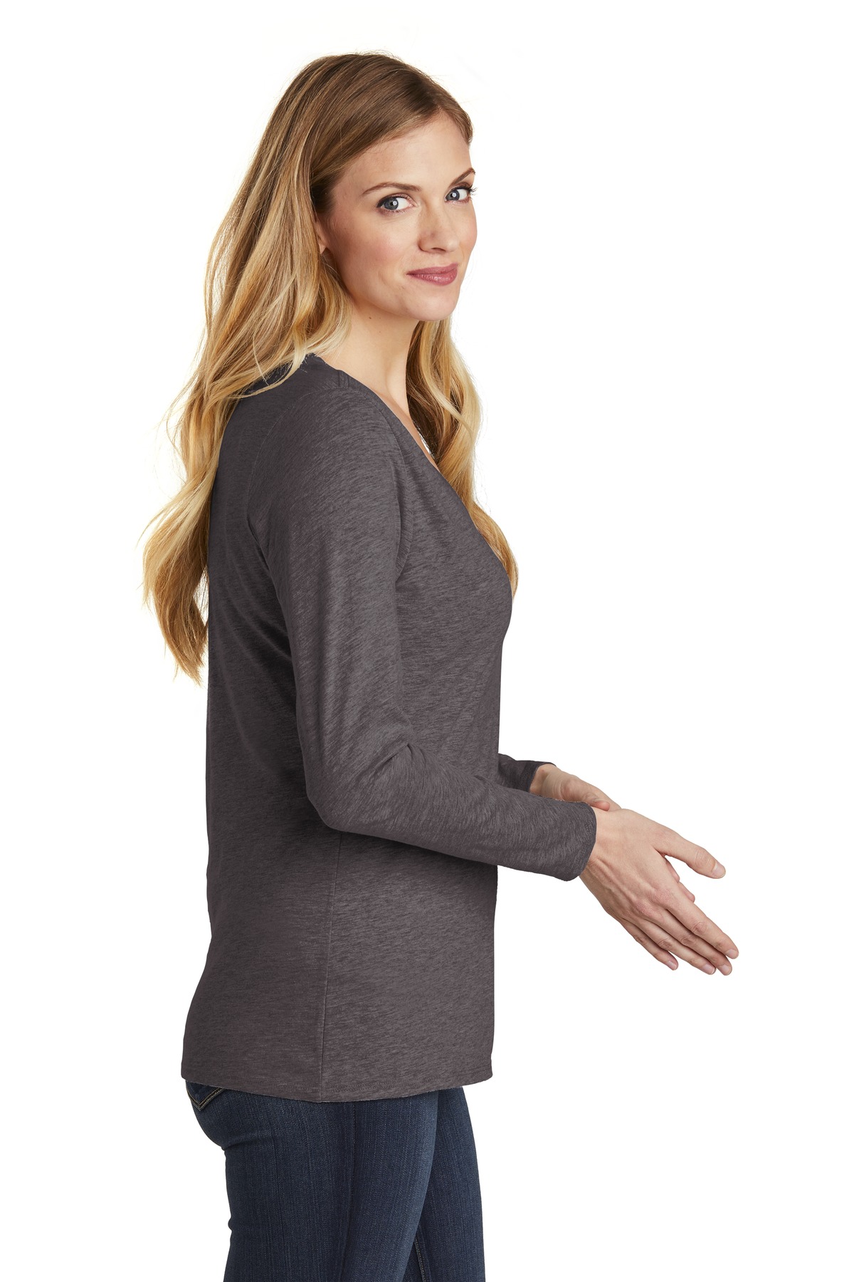 District Women's Very Important Tee Long Sleeve V-Neck. DT6201 11