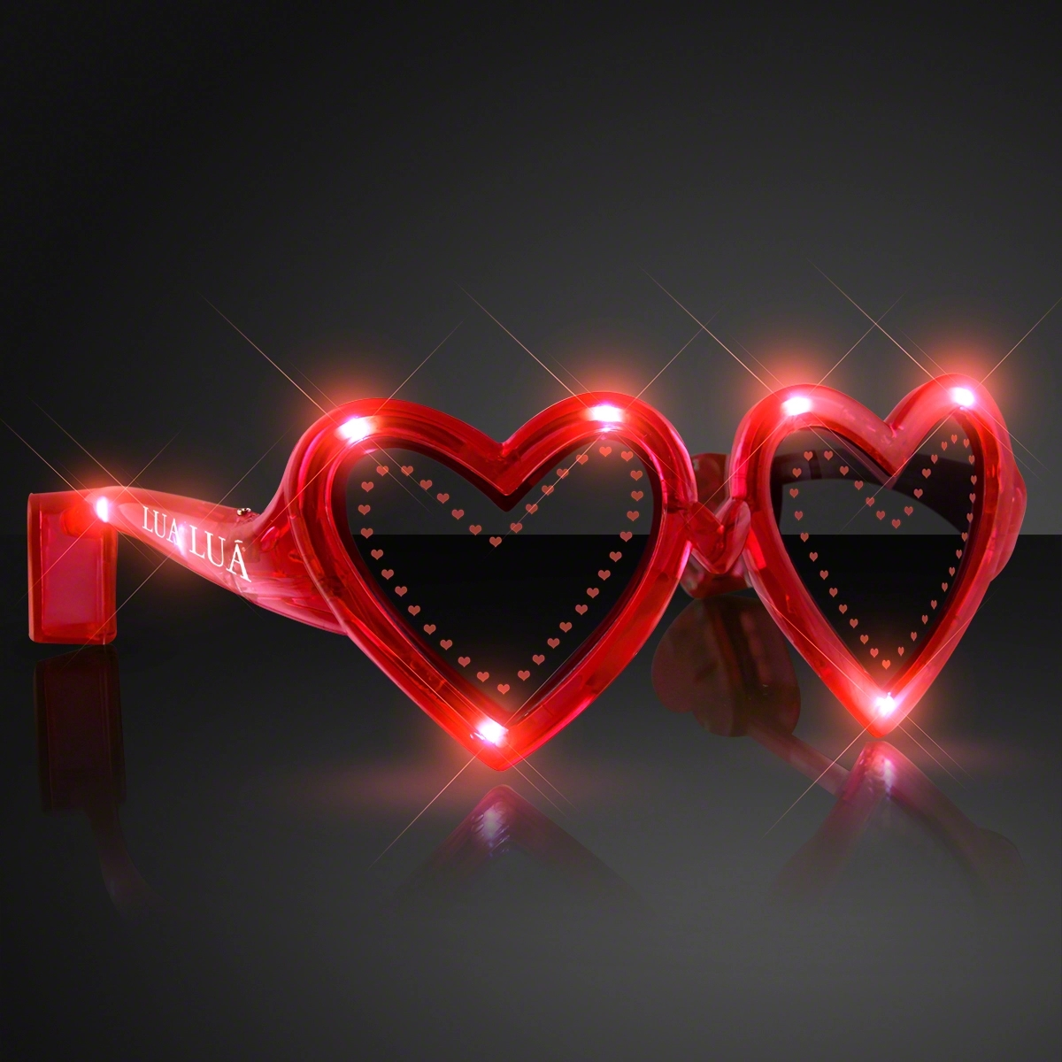 Flashing Heart Shaped Red Light Up Sunglasses 3
