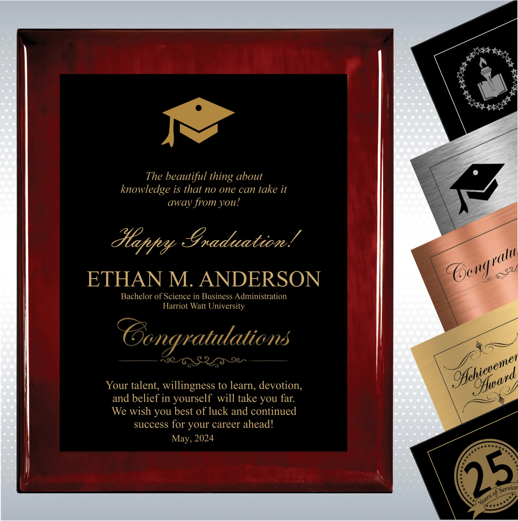 Rosewood Piano Graduation Gift Plaque 8