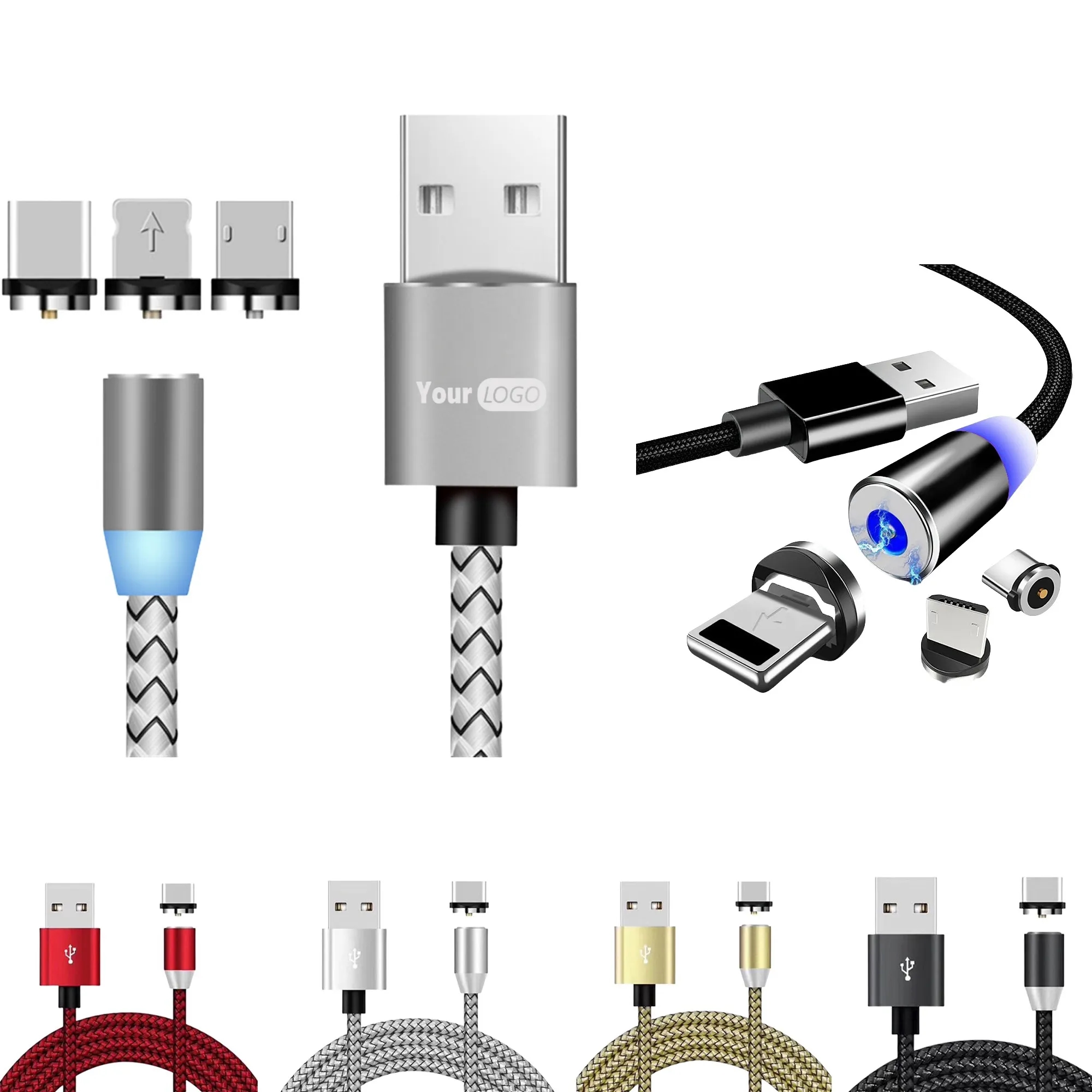 Custom Logo 3 in 1 Magnetic Phone Charging Cable 3