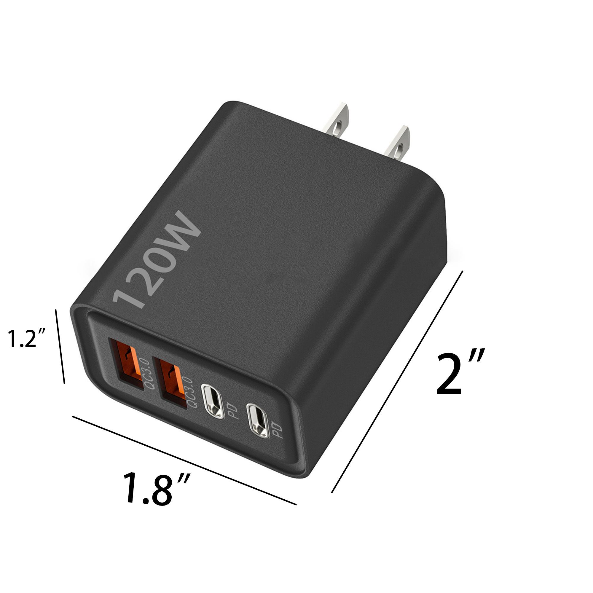 4-Port 120W Fast Charging Block Dual USB-C And USB-A dapter 1