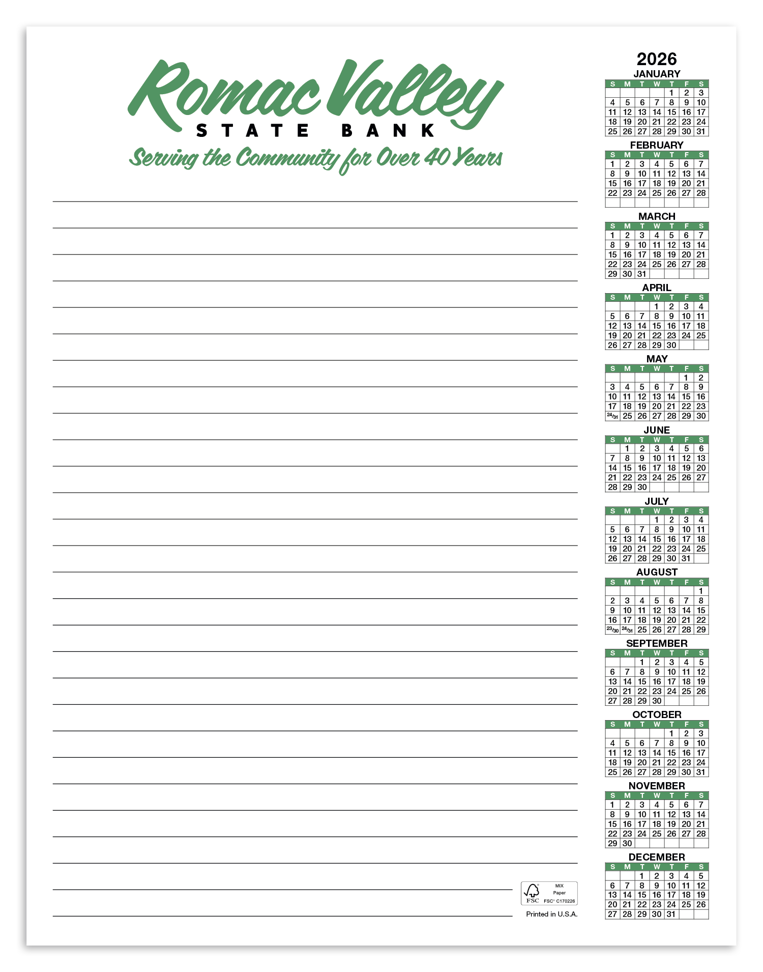Skinner & Kennedy® Scratch Pad Calendar 22
