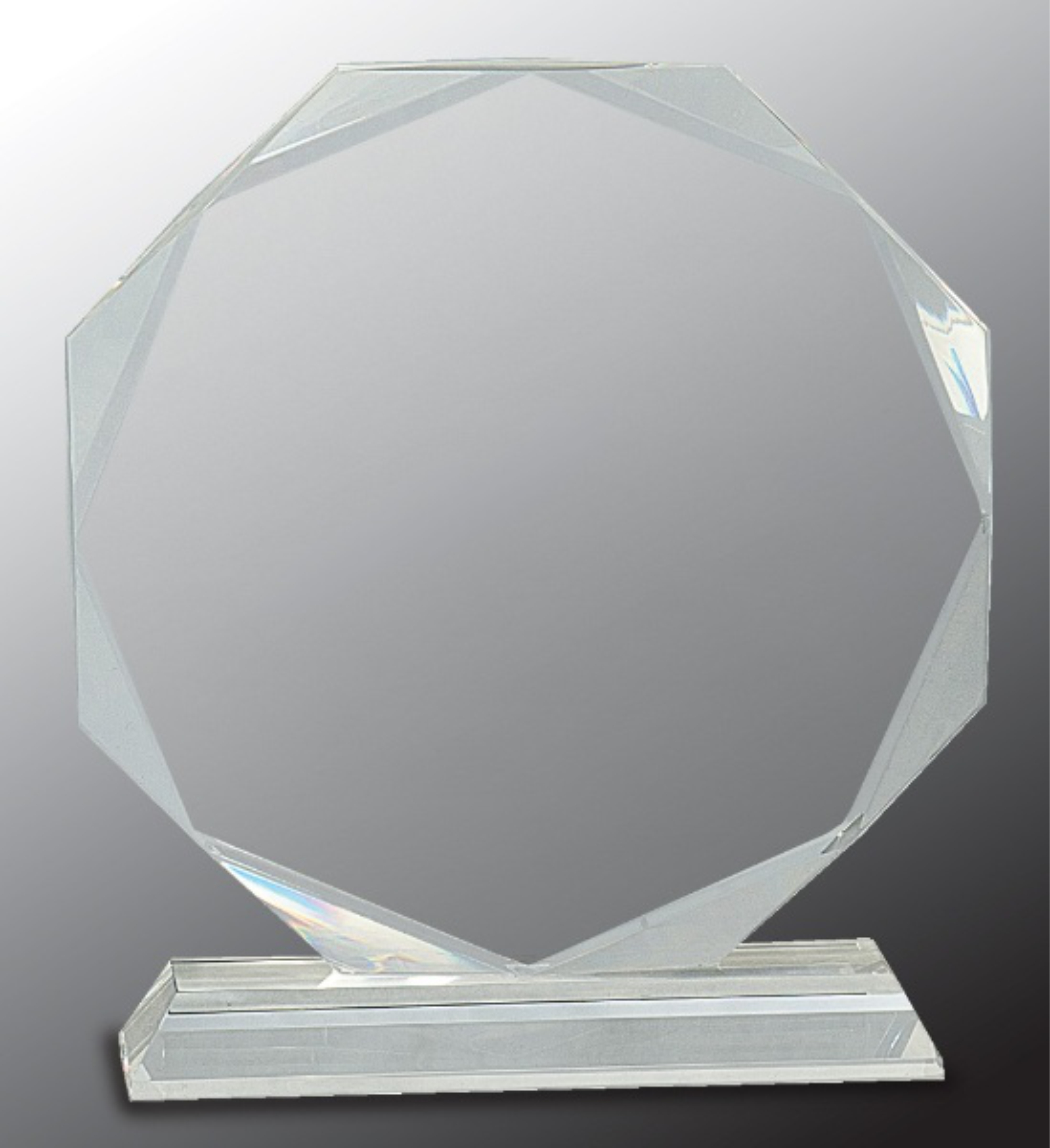 8" Clear Crystal Award Octagon on Clear Pedestal Base 3