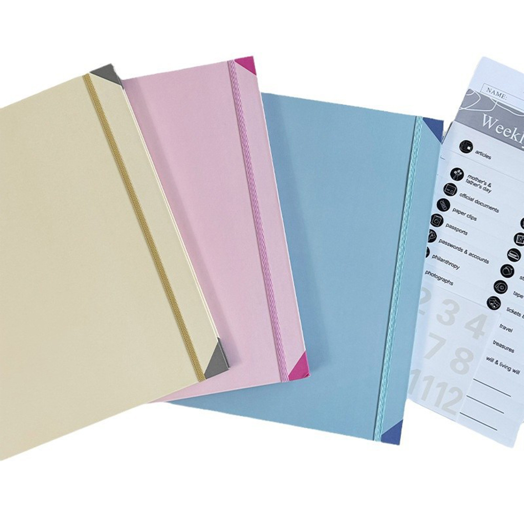 Important Document Organizer Folio with Labels Pockets 2