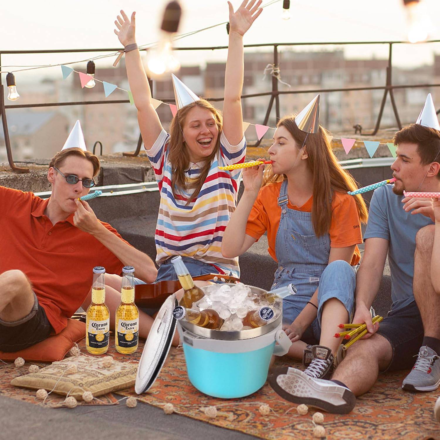 Large-Capacity Stainless Steel Insulated Ice Bucket Set 6