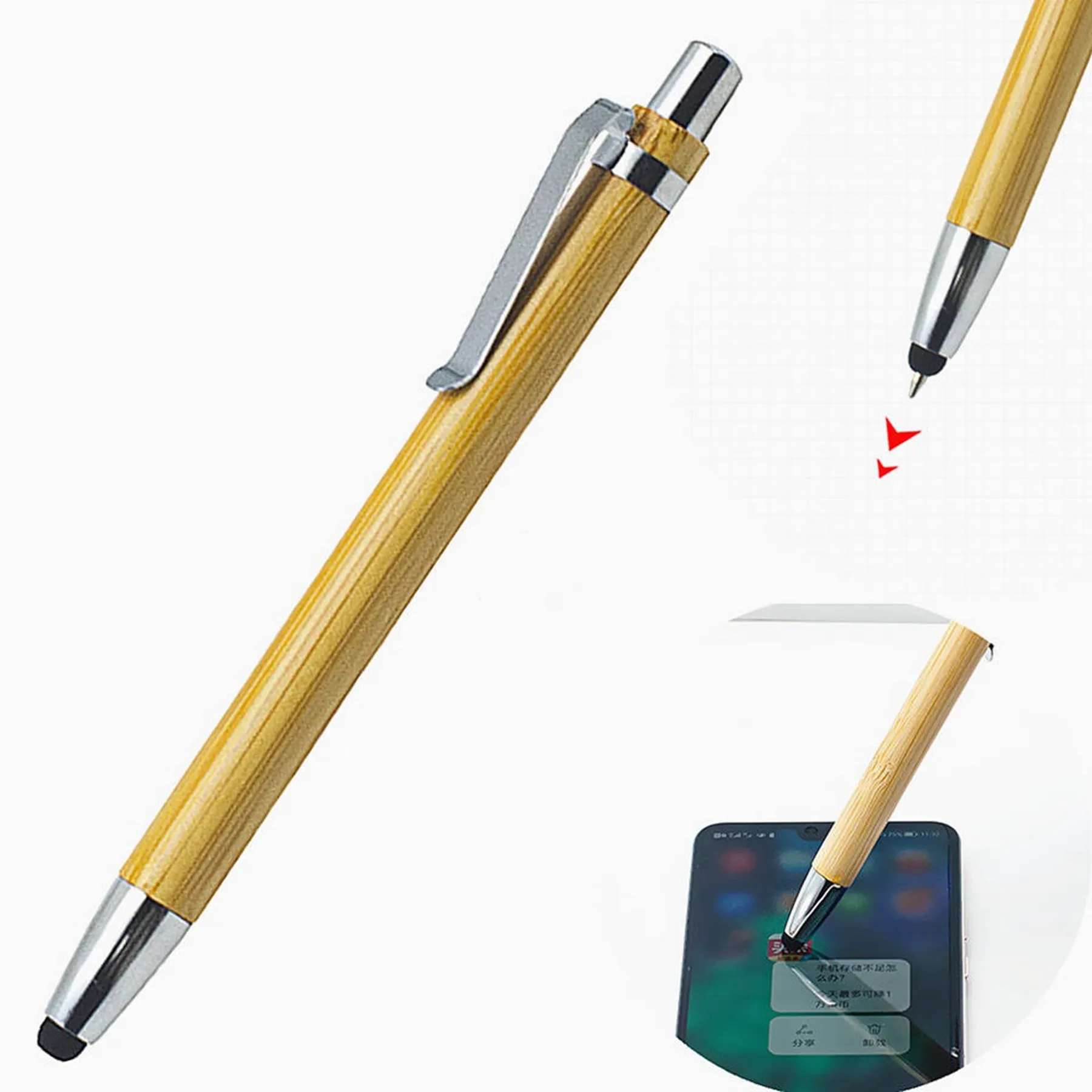 Bamboo Wood Ballpoint Pen Stylus 4