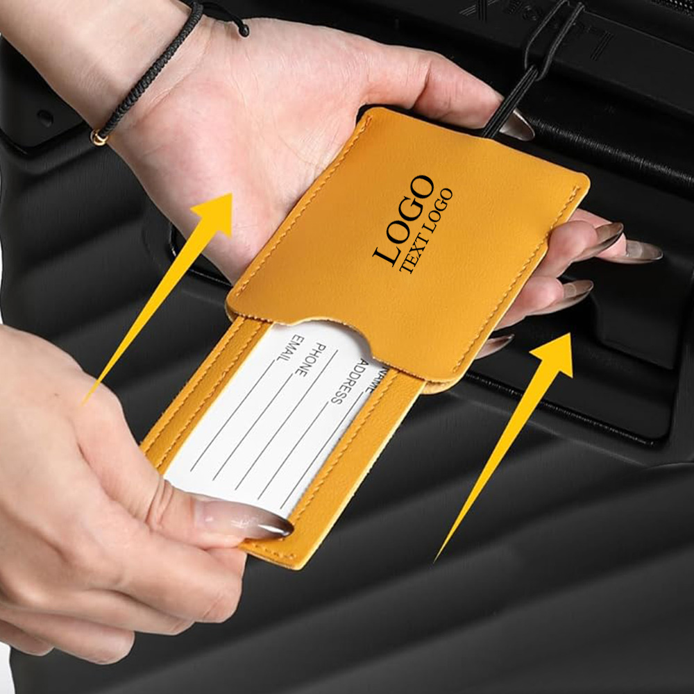 Vegan Leather Luggage Tag with Loop Strap 7