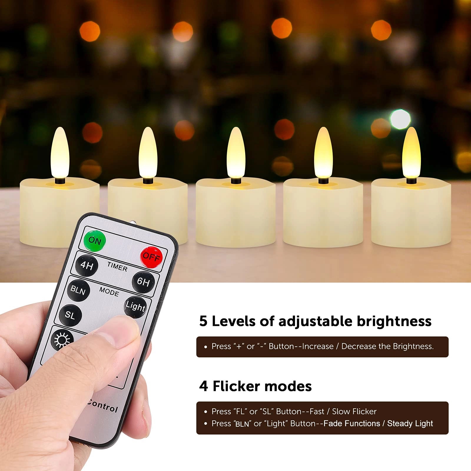 Usb Rechargeable 3D Wicks Tealights Candle Flameless 2