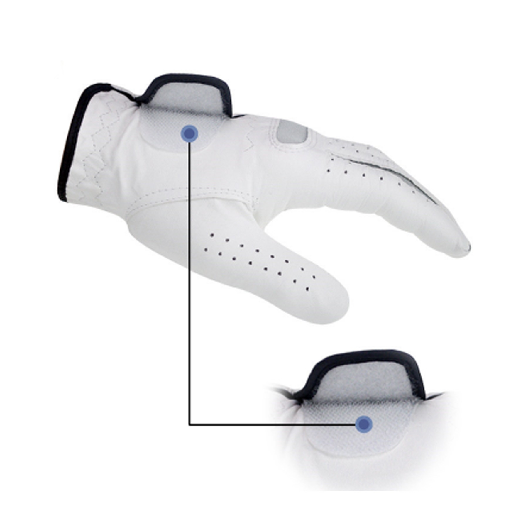 White Breathable Soft Golf Glove in Cabretta Leather 1