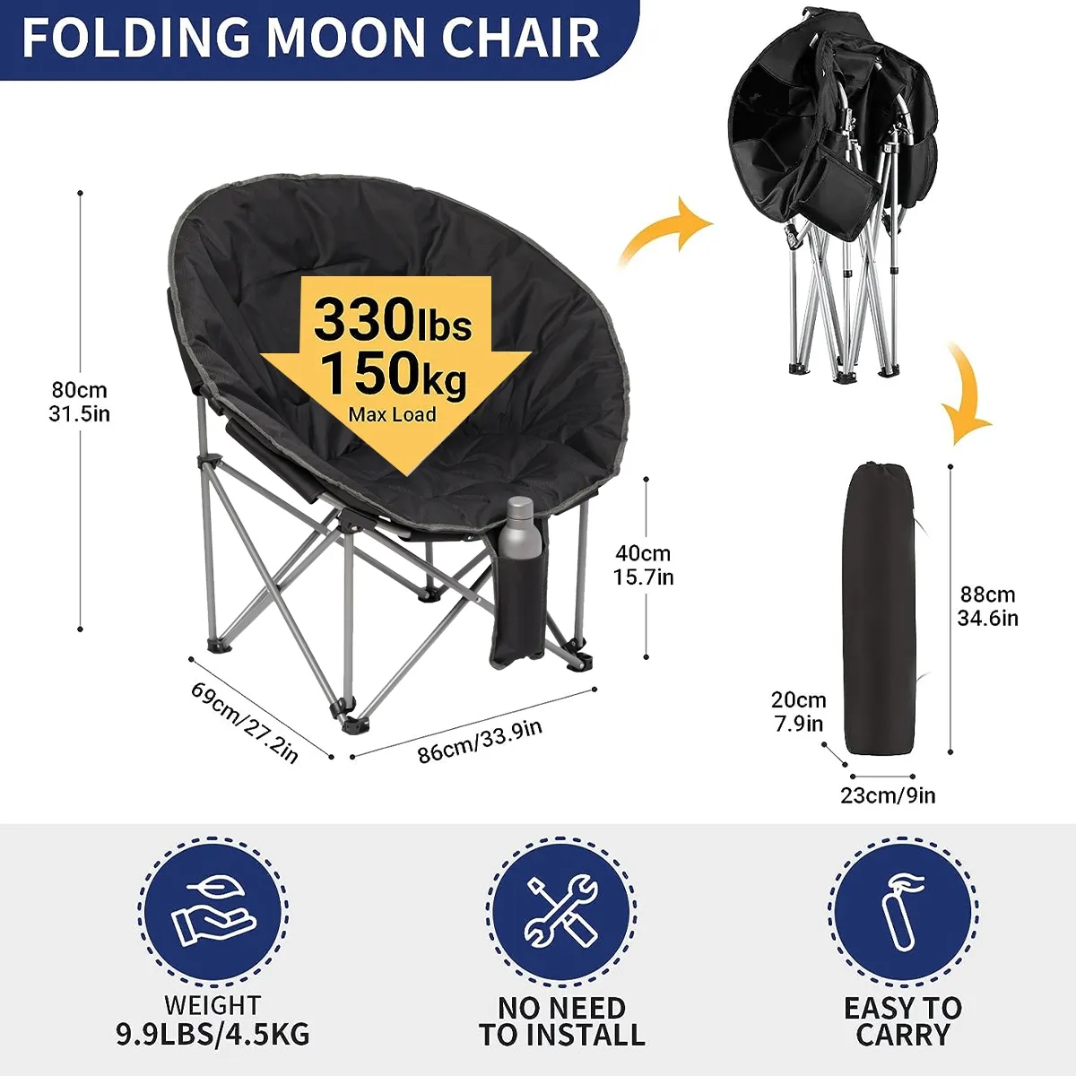 Folding Moon Chair ( 400lbs Capacity) - Personalization 5