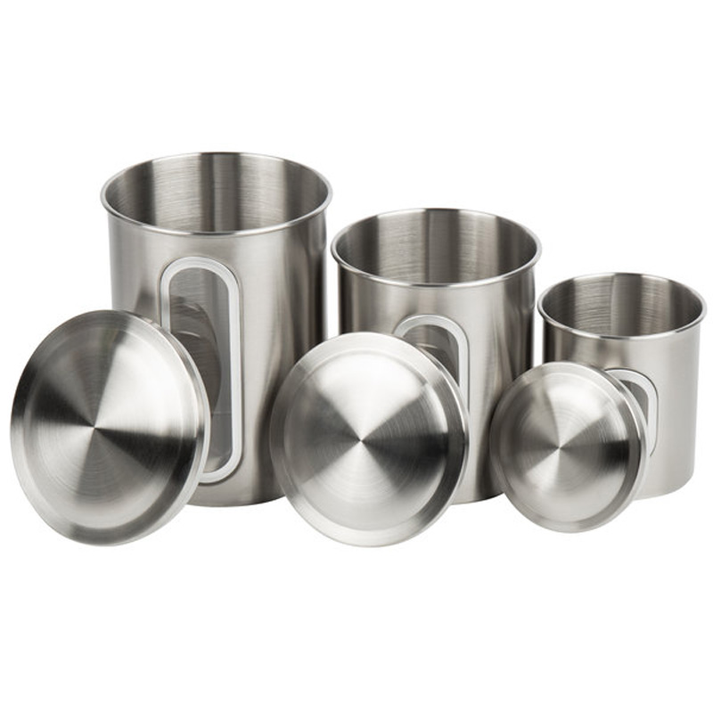 Fox Run Stainless Steel 3-Piece Ingredient Storage Canister Set 1